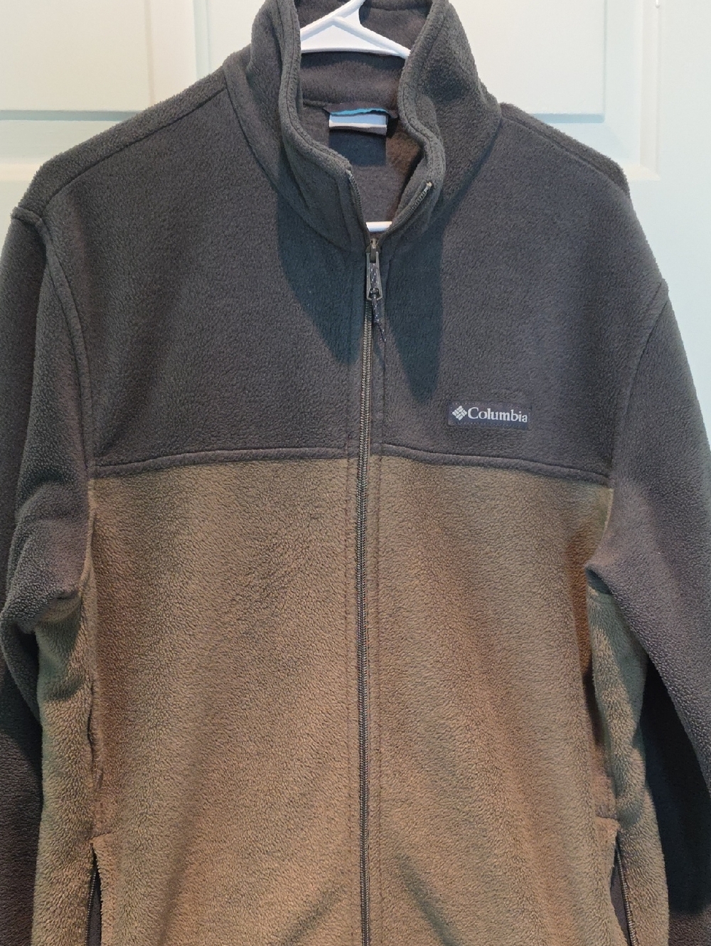 Columbia Two-Tone Full-Zip Fleece Jacket - Dark Gray & Olive
